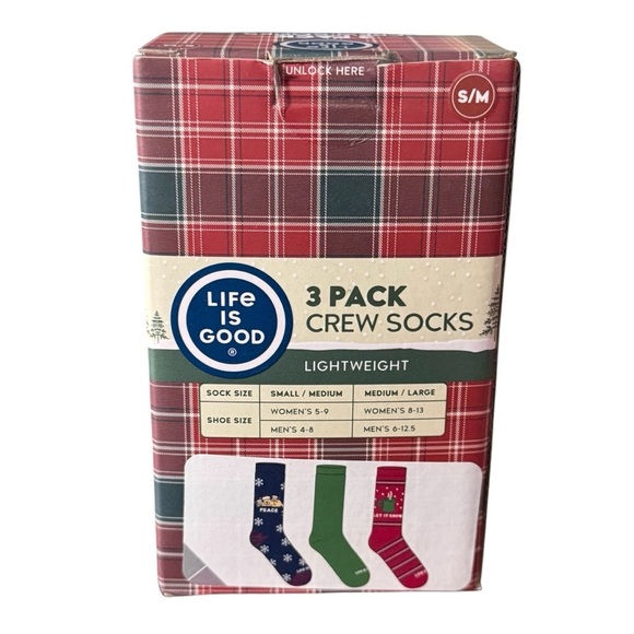 NEW Life is Good 3 Pack of Holiday Crew Socks Unisex Comfy Puppy Fun - Picture 4 of 6